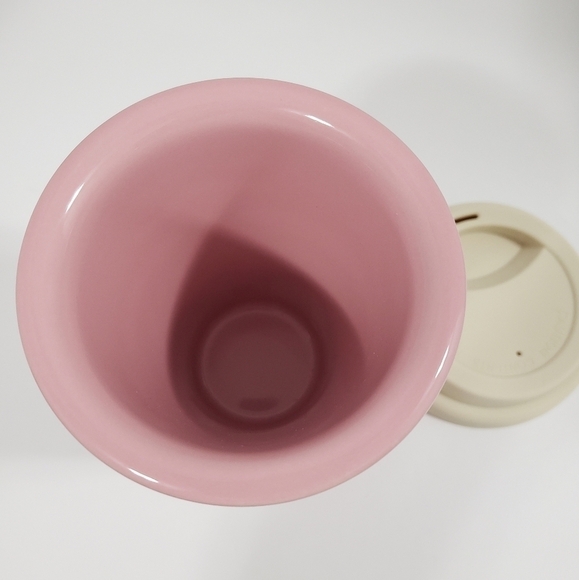 Longaberger Travel Cup Horizon of Hope Pink Ceramic Coffee Tea Mug with Lid - Picture 5 of 8